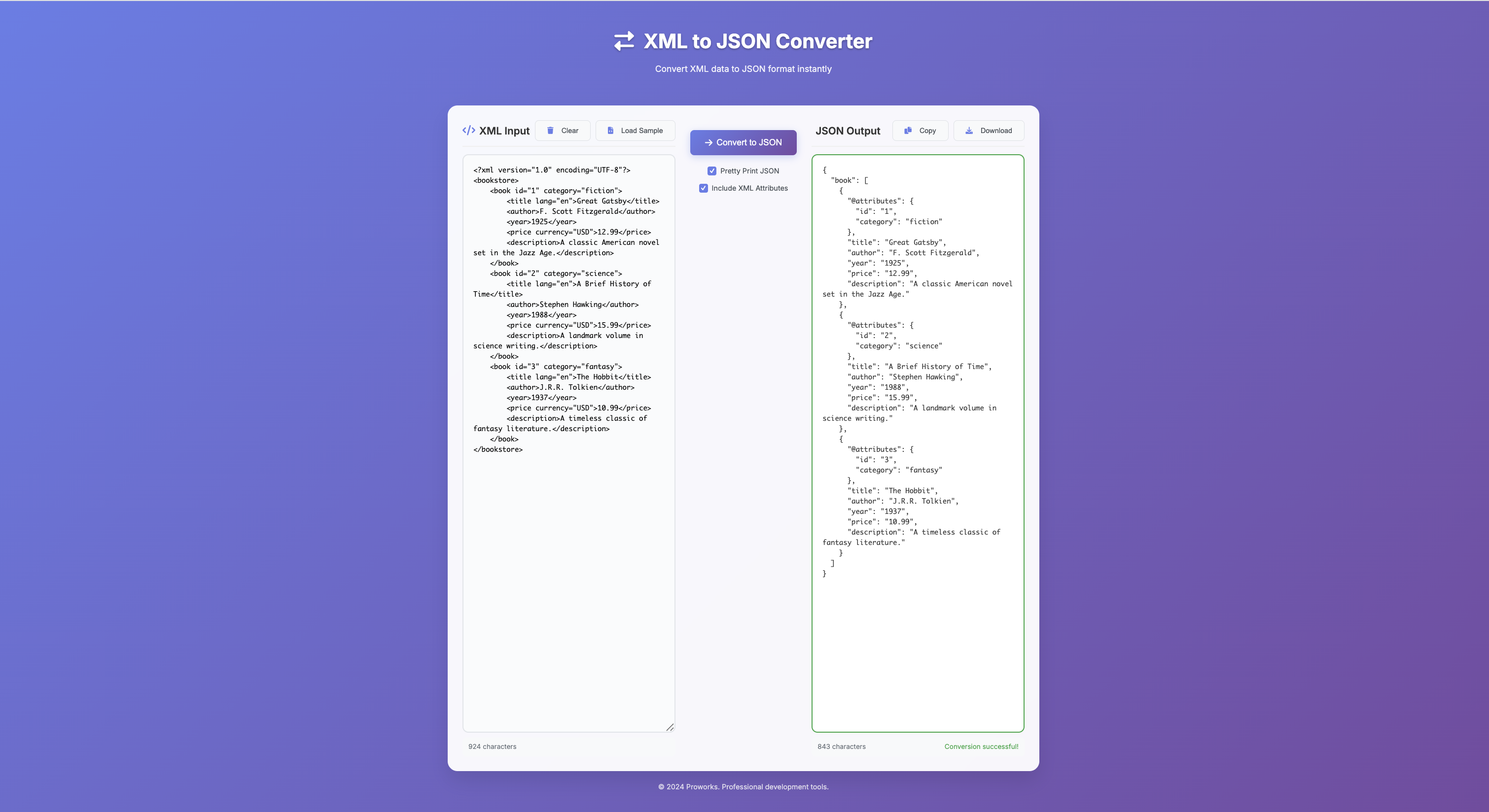 XML to JSON Converter Screenshot